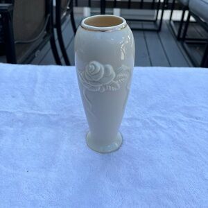 Lenox Porcelain vase rose and gold trim